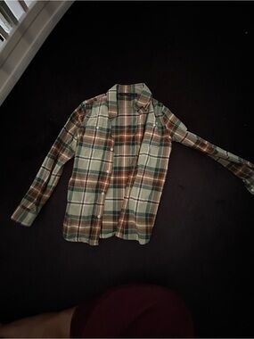 Janie and Jack Green Brown Plaid Button-Down Shirt